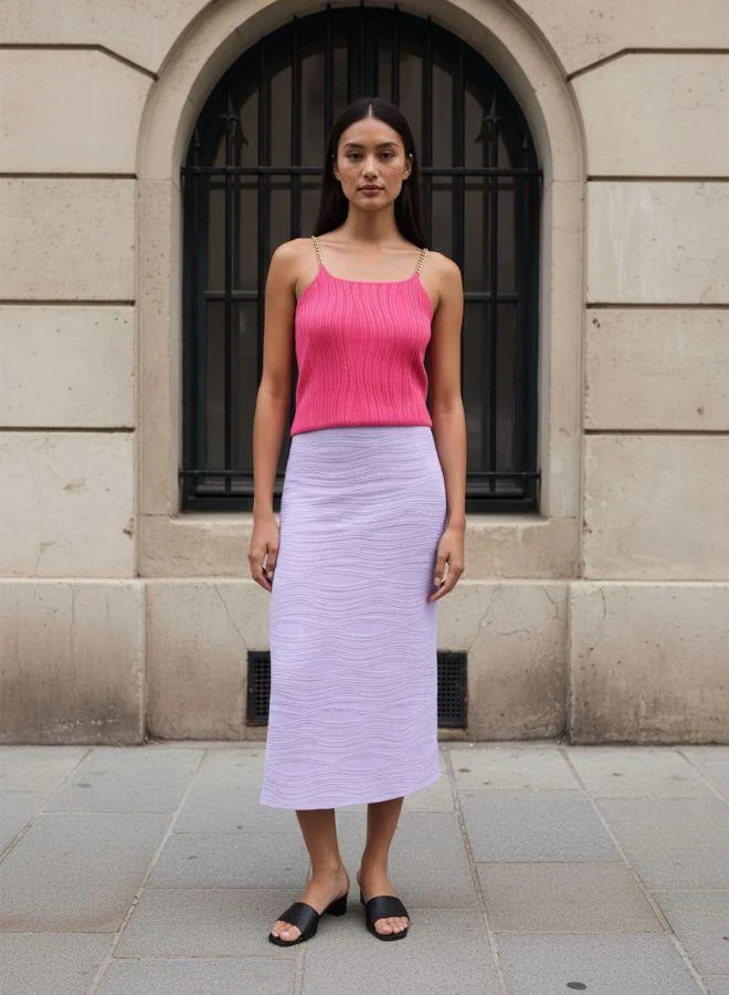 Women Regular Fit Textured Spaghetti Strap Neck Sleeveless Cami Top